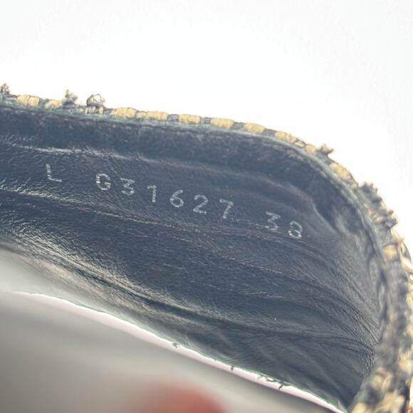 Chanel CC Chain Slide Sandals Flat Canvas Slip On Shoes Black Tweed Size 38 - Picture 14 of 14